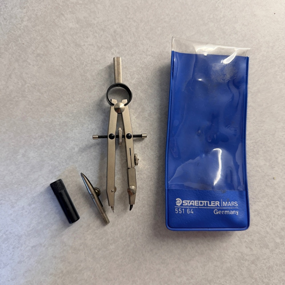 Staedtler Mars 551 64 Precision Drafting Compass Set Germany with Pouch Vtg